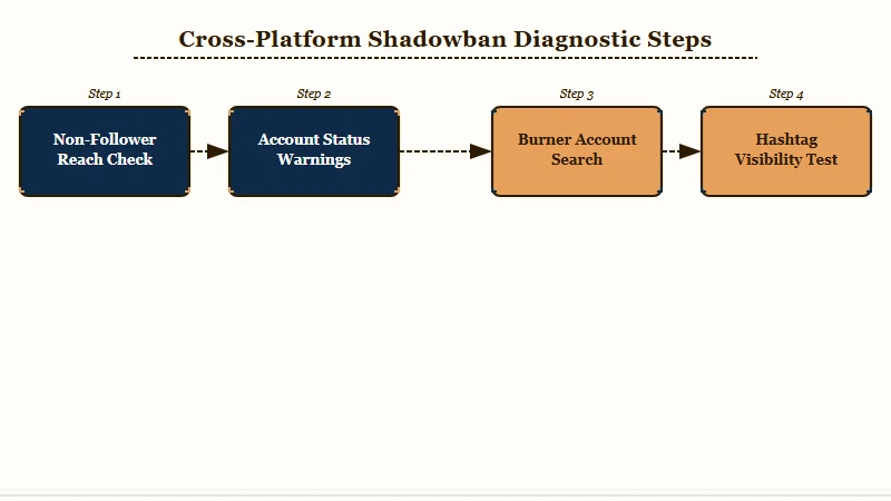 Four-step cross-platform shadowban diagnostic flow