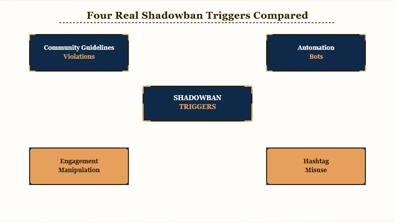 Four real shadowban triggers compared