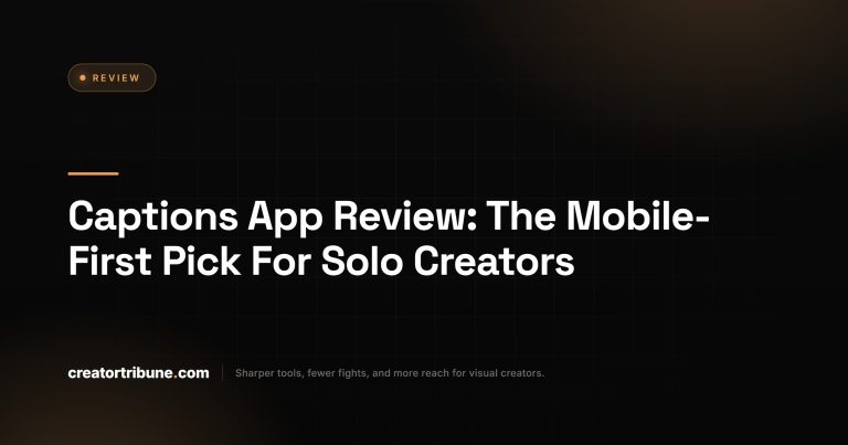 Captions app review hero card on Creator Tribune