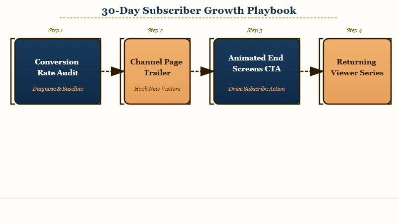 30-day YouTube subscriber conversion playbook week-by-week diagram