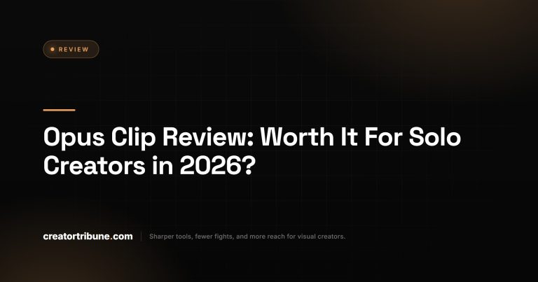 Opus Clip review hero card on Creator Tribune