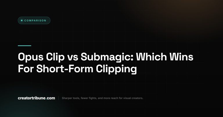 Opus Clip vs Submagic comparison hero on Creator Tribune