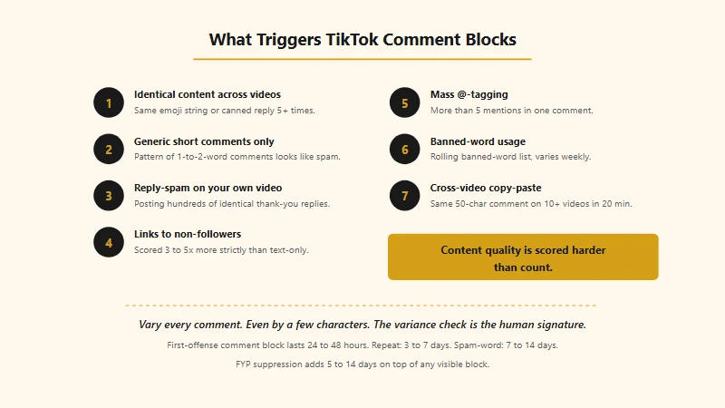 TikTok comment block triggers checklist