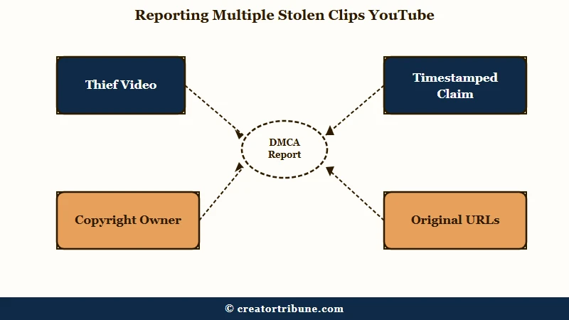 Clip-by-clip takedown workflow for stolen footage