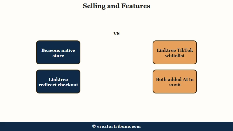 Beacons vs Linktree selling and features