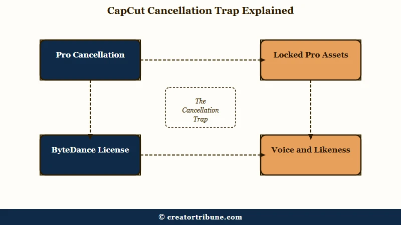 CapCut project lock-in and licensing risk