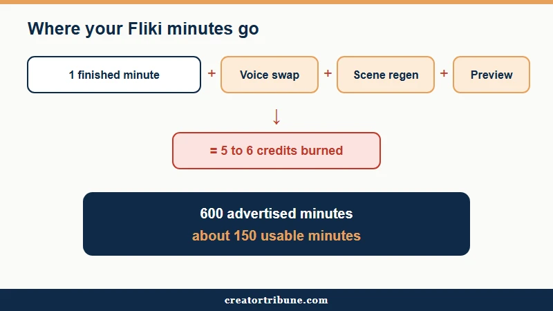 Where Fliki credits go on edits and previews