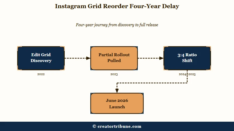Instagram grid reorder four-year development timeline