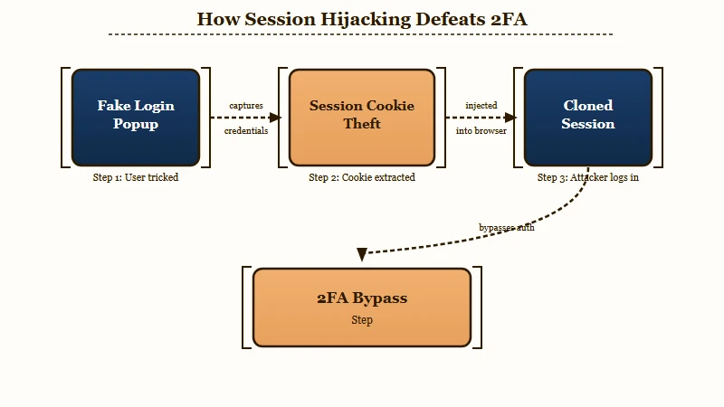 Session cookie theft bypasses two factor authentication