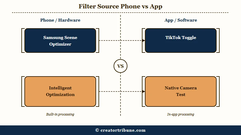 Phone hardware smoothing versus TikTok app filter