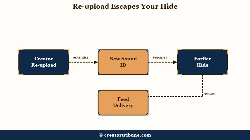 How re-uploads create new sound IDs bypassing hides