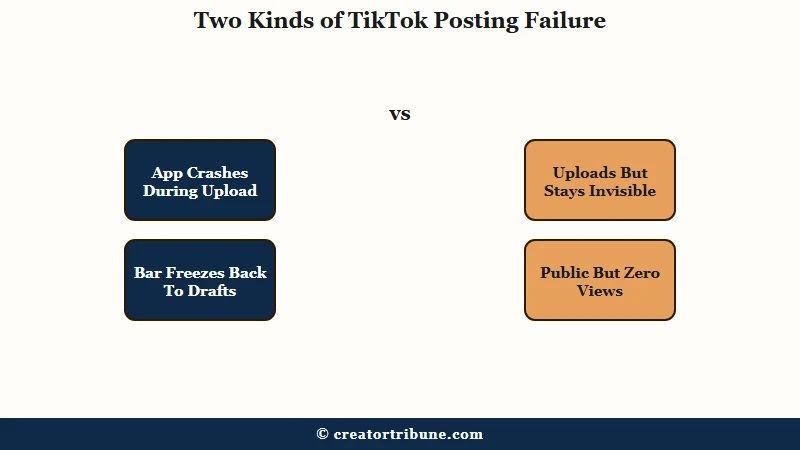 TikTok upload failures versus visibility failures