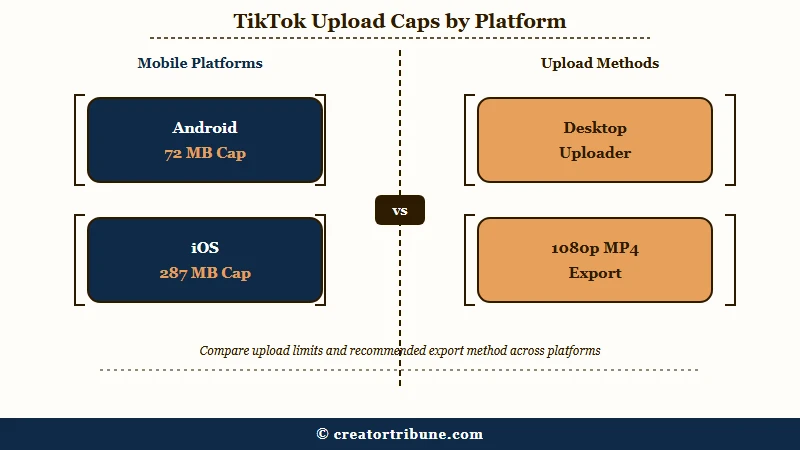 TikTok upload size caps by device and route