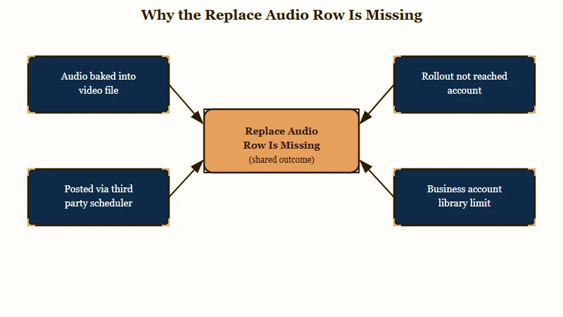 Four causes of a missing Instagram Replace Audio option