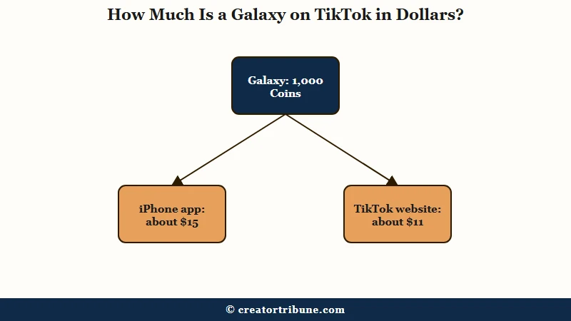 TikTok Galaxy price on iPhone versus website