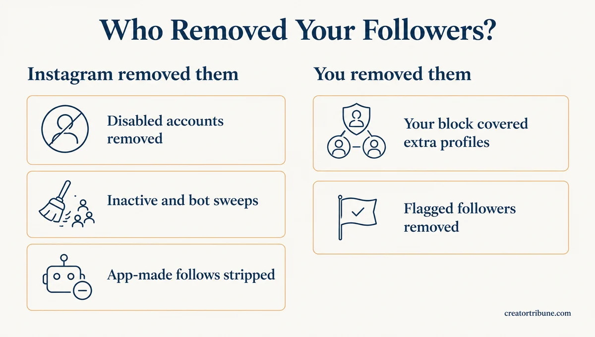 Who removed your Instagram followers, by cause
